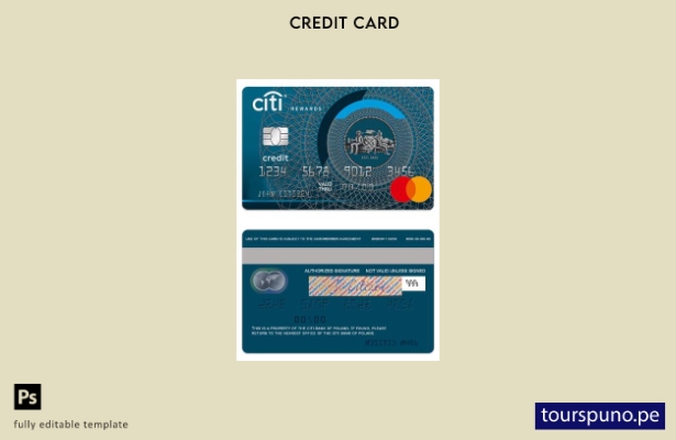 lista para imprimir plantilla de mastercard de crédito mundial de CitiBank de Po